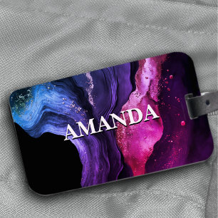 Elegante rosa lila Marmorkunst Imitate Glitzer Kog Gepäckanhänger