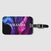 Elegante rosa lila Marmorkunst Imitate Glitzer Kog Gepäckanhänger (Vorderseite (Horizontal))