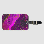 Elegante rosa lila Marmorkunst Imitate Gold Glitze Gepäckanhänger (Vorderseite (Horizontal))