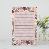 Elegante rosa Lila Peonies Lined Briefpapier (Stehend Vorderseite)