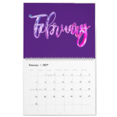 Elegante rosa Lila Script Typografie Moderne Kalender (Feb 2027)