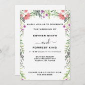 Elegante, rosa, Lila und grüne Blütenhochzeit Einladung (Vorne/Hinten)