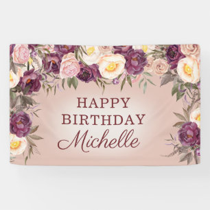 Elegante rosa lila Vintage-Pfingstrosen Alles Gute Banner