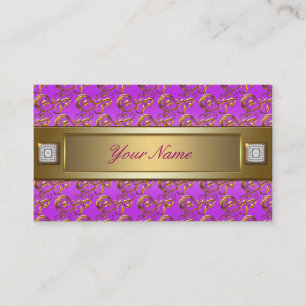 Elegante rosa lila violette goldene Schwünge Visitenkarte