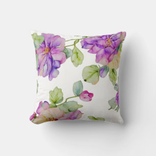 Elegante rosa lila Wasserfarbe floral Kissen