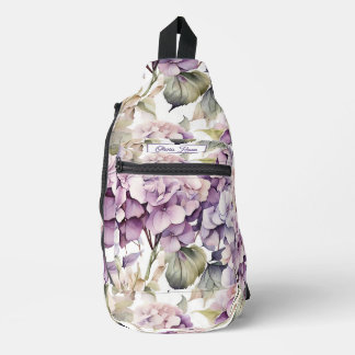 Elegante rosa lila Wasserfarben-Hortensien Crossbody Bag