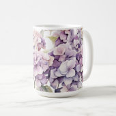 Elegante rosa lila Wasserfarben Hortensien Kaffeetasse (VorderseiteRechts)