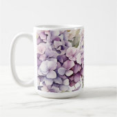 Elegante rosa lila Wasserfarben Hortensien Kaffeetasse (Links)