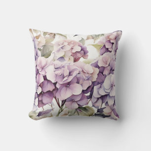 Elegante rosa-lila Wasserfarben-Hortensien  Kissen
