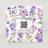 Elegante rosa lila Wildblumen QR-Code-UAWG Begleitkarte (Vorderseite)