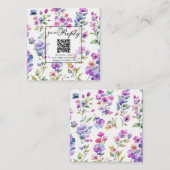 Elegante rosa lila Wildblumen QR-Code-UAWG Begleitkarte (Vorne/Hinten)