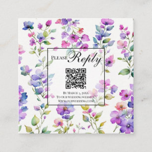 Elegante rosa lila Wildblumen QR-Code-UAWG Begleitkarte
