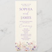 Elegante rosa lila Wildblumen-Wiese Hochzeit Programm (Vorderseite)