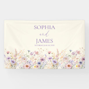 Elegante rosa lila Wildblumen-Wiesen-Hochzeit Banner