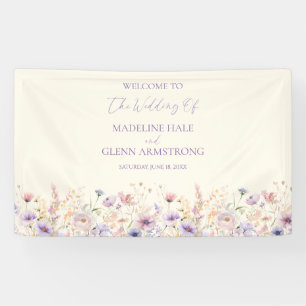 Elegante rosa lila Wildblumen-Wiesen-Hochzeit Banner