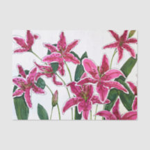 Elegante rosa Lilien Tissue-Papier