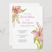 Elegante Rosa Lilies Einladung (Vorne/Hinten)