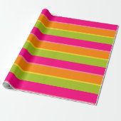 Elegante rosa, Limone, orange und gelbe Fun Streif Geschenkpapier (Ungerollt)