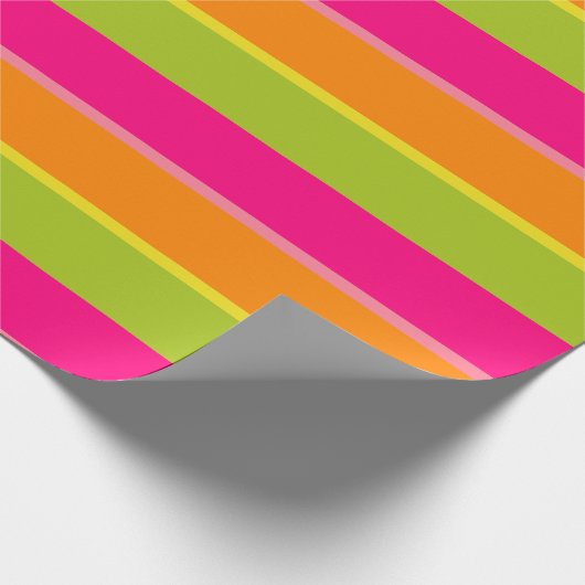 Elegante rosa, Limone, orange und gelbe Fun Streif Geschenkpapier (Ecke)
