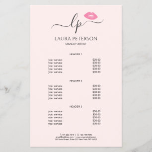 Elegante Rosa Lippen handgeschriebene Skriptkallig Flyer