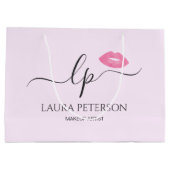 Elegante Rosa Lippen handgeschriebene Skriptkallig Große Geschenktüte (Rückseite)