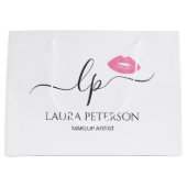 Elegante Rosa Lippen handgeschriebene Skriptkallig Große Geschenktüte (Vorderseite)