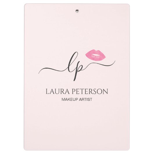Elegante Rosa Lippen handgeschriebene Skriptkallig Klemmbrett (Rückseite)