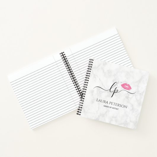 Elegante Rosa Lippen handgeschriebene Skriptkallig Notizblock (Innenseite)