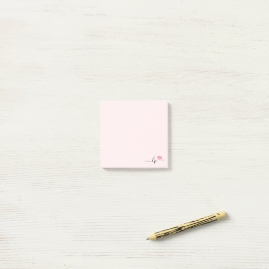 Elegante Rosa Lippen handgeschriebene Skriptkallig Post-it Klebezettel (Auf Schreibtisch)