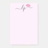 Elegante Rosa Lippen handgeschriebene Skriptkallig Post-it Klebezettel (Vorderseite)