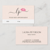 Elegante Rosa Lippen handgeschriebene Skriptkallig Terminkarte (Vorne/Hinten)