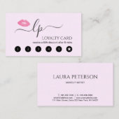 Elegante Rosa Lippen handgeschriebene Skriptkallig Treuekarte (Vorne/Hinten)