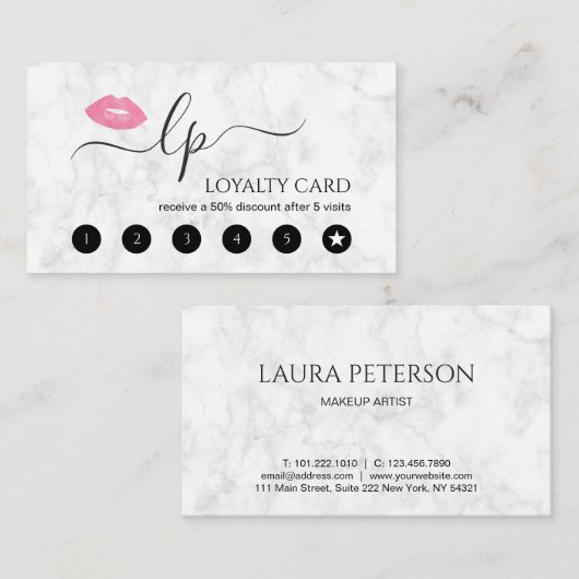 Elegante Rosa Lippen handgeschriebene Skriptkallig Treuekarte (Vorne/Hinten)