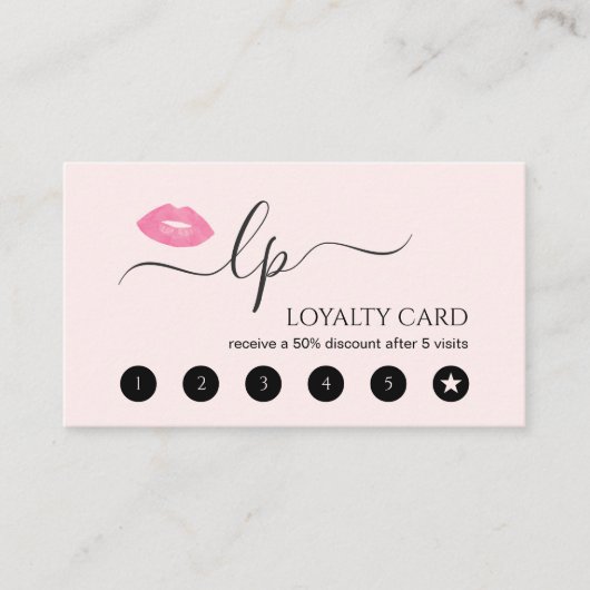 Elegante Rosa Lippen handgeschriebene Skriptkallig Treuekarte (Vorderseite)