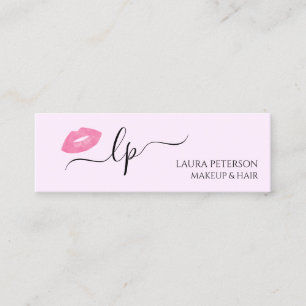 Elegante rosa Lippenhandgeschriebene Mini Visitenkarte