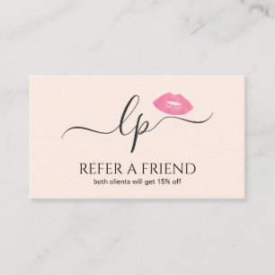 Elegante Rosa Lips handgeschriebene Skriptkalligra Empfehlungskarte