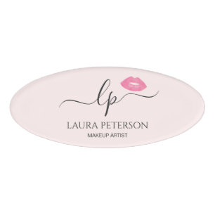 Elegante Rosa Lips handgeschriebene Skriptkalligra Namenschild
