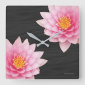 Elegante Rosa Lotus-Blume Quadratische Wanduhr (Vorderseite)