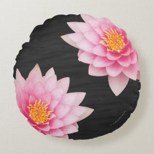 Elegante Rosa Lotus-Blume Rundes Kissen