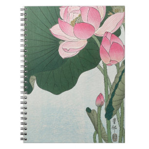 Elegante Rosa Lotus Japanischer Blumendruck Notizblock