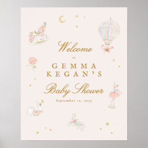 elegante rosa Mädchen Märchen Baby Shower Begrüßun Poster