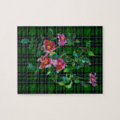 Elegante rosa magenta Aquarellblumen kariert Puzzle (Horizontal)