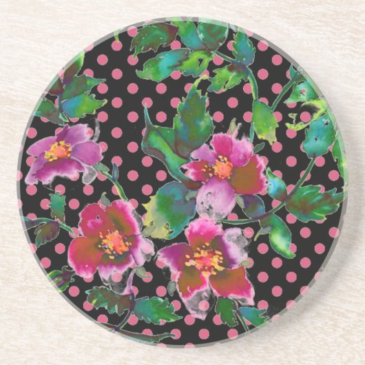 Elegante rosa Magenta Aquarellblumen Rose Getränkeuntersetzer (Vorne)