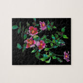 Elegante rosa Magenta Aquarellblumen Rose Puzzle (Horizontal)