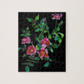 Elegante rosa Magenta Aquarellblumen Rose Puzzle (Vertikal)