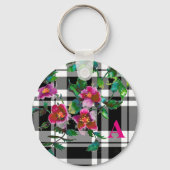 Elegante rosa Magenta Aquarellblumen Rose Schlüsselanhänger (Vorderseite)