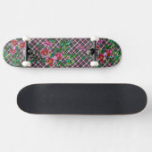 Elegante rosa Magenta Aquarellblumen Rose Skateboard (Horizontal)
