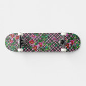 Elegante rosa Magenta Aquarellblumen Rose Skateboard (Horizontal)