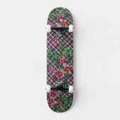 Elegante rosa Magenta Aquarellblumen Rose Skateboard (Vorderseite)