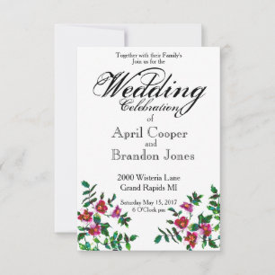 Elegante rosa magenta Aquarellfarben Rose Blume Einladung